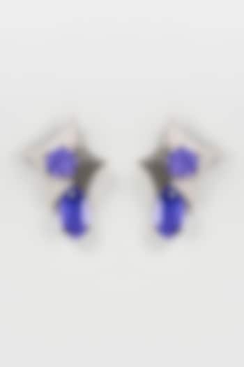 White Finish Zircon Dangler Earrings by Mozaati